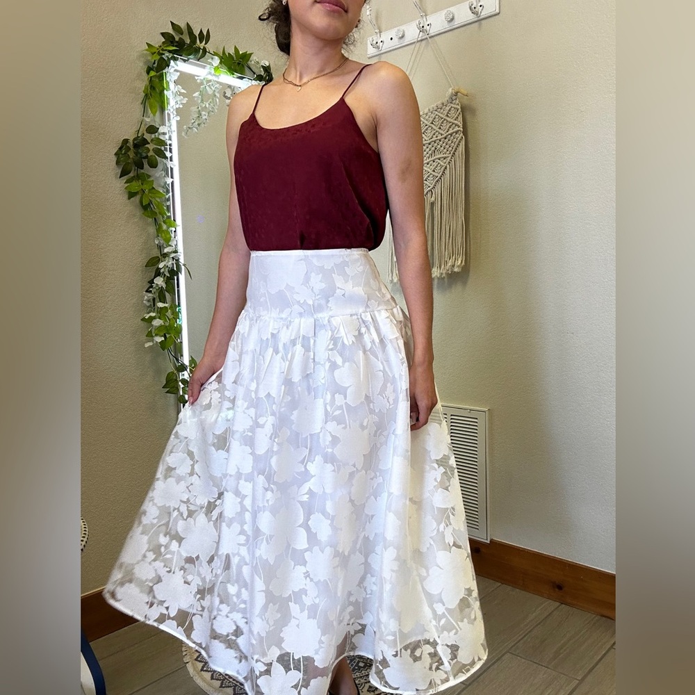 Floral Organza Midi Skirt - Picture 2 of 5